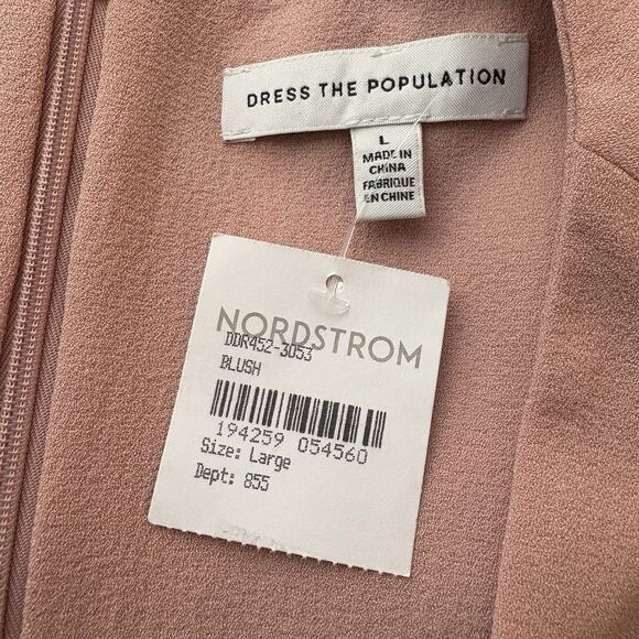 Dress The Population Pink Elle Sheath Dress Blush Sweetheart Neckline Size L New - Picture 4 of 8